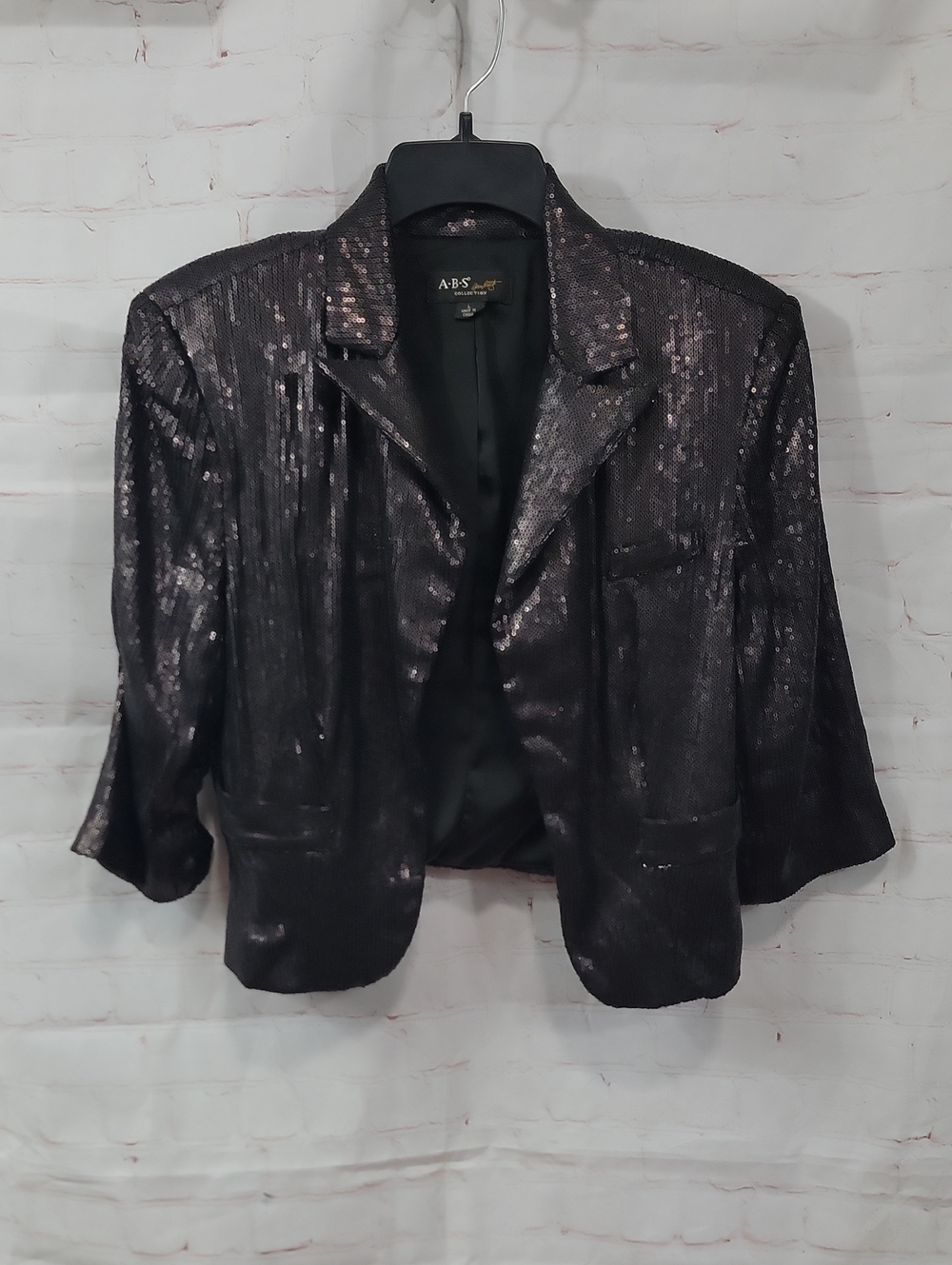 ABS Sequin Cropped Blazer in Black